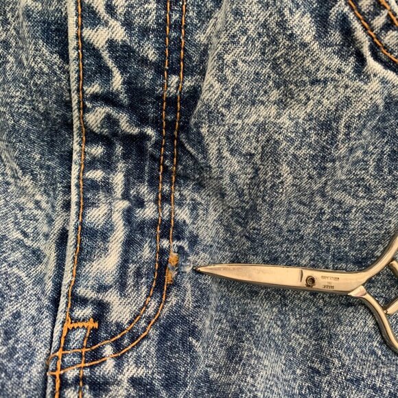 Vintage 80s Santana Jeans Midi High Rise Acid Wash Denim Maxi Skirt - Picture 12 of 16